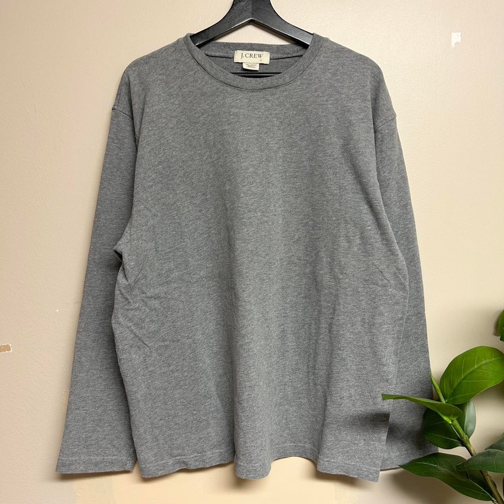 Vintage J. Crew Heather Grey Heavyweight Blank Long Sleeve Shirt Mens L 00s
